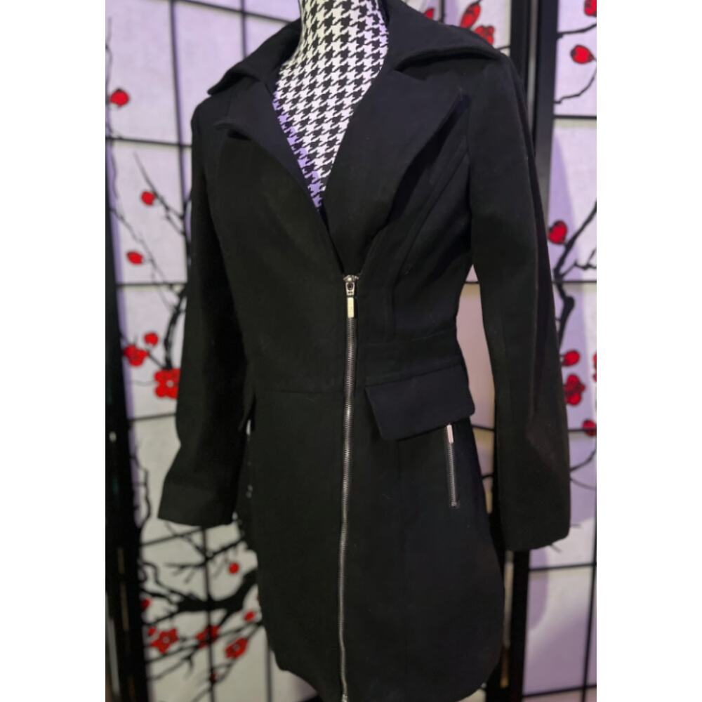 Miss London Jacket Zip Up Peacoat style Classy Size Medium - Picture 8 of 9